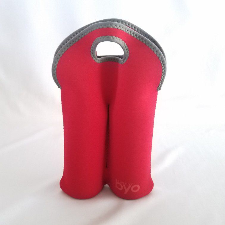 Wine Bottle Tote Built NY BYO  Soft Red Bag