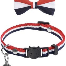 Cat Collar Breakaway with Bell and Cute Bow Tie for Kitty and Puppies, Adjustable from 8-12 Inch