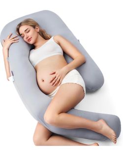 Momcozy Pregnancy Pillow for Sleeping - Dreamlign U Pro Maternity Pillow Upgraded Adjustable Leg Pillow, Cooling Removable Cover, Full Body Support fo