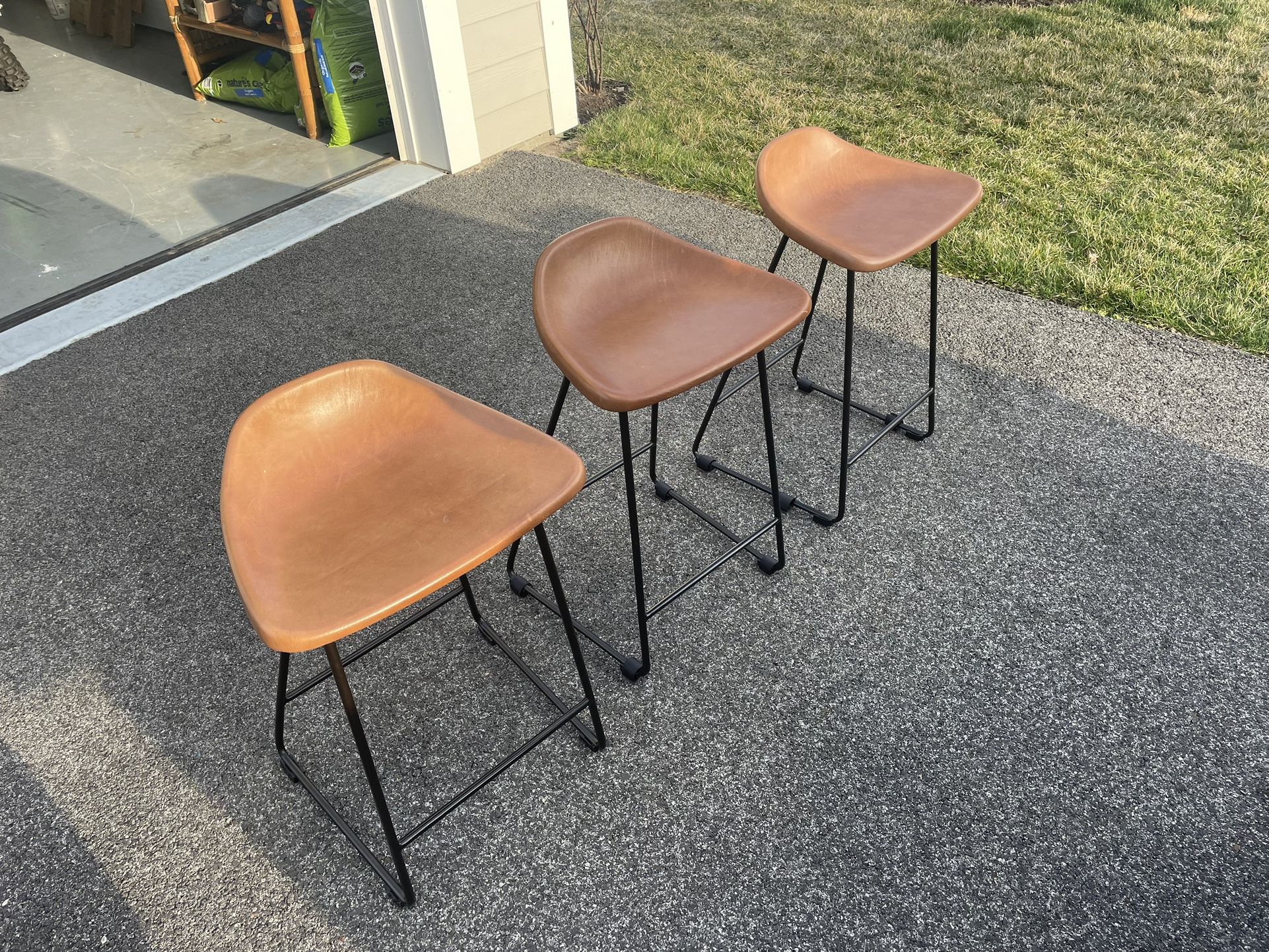 Pottery Barn Brenner Leather Counter Stool