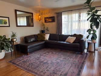 Macy’s genuine leather sectional sofa