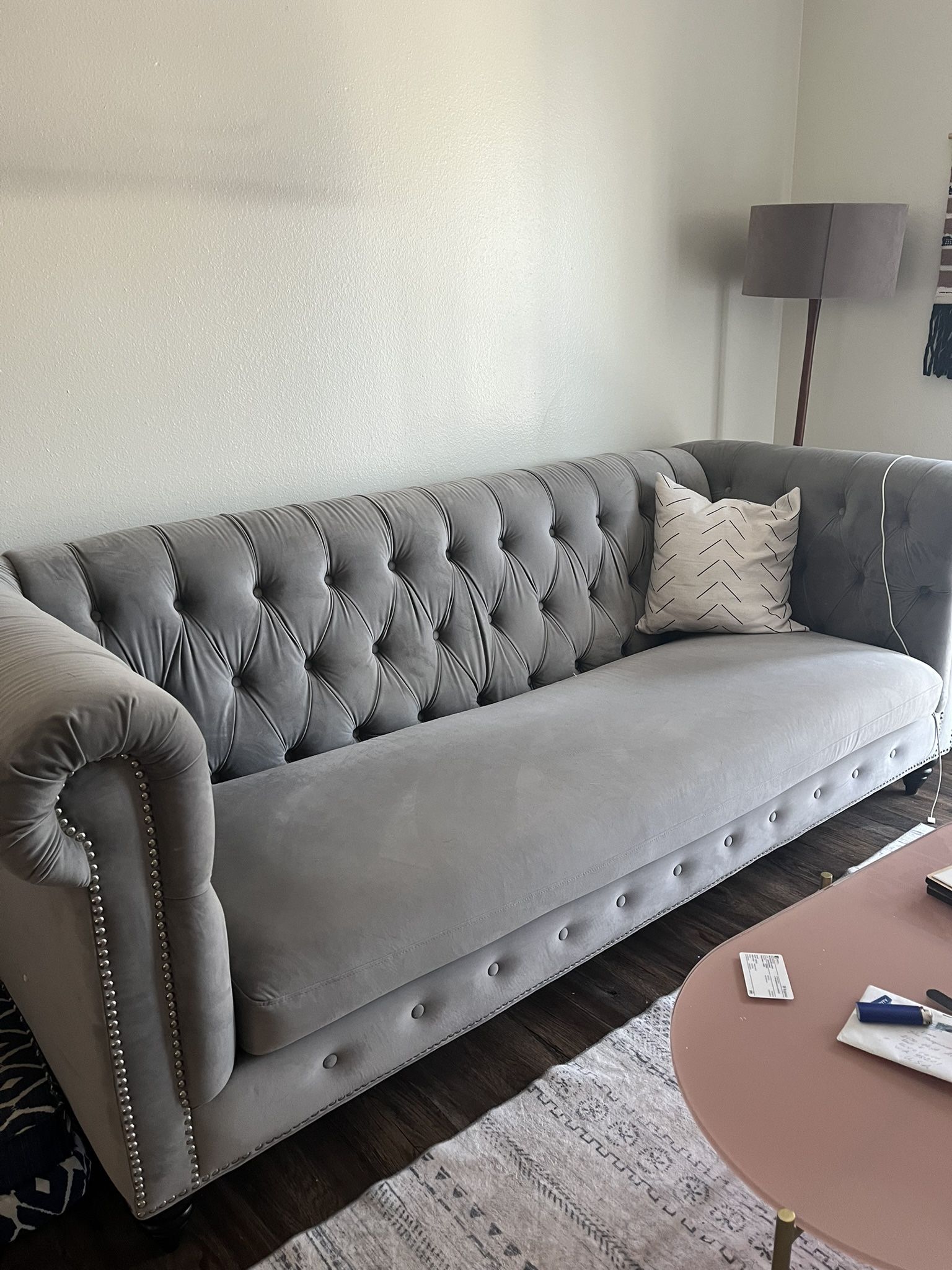 Grey Velvet Sofa