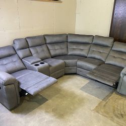 FREE DELIVERY AND INSTALLATION - Brand New (Grey Microfiber Fabric) RECLINING SECTIONAL