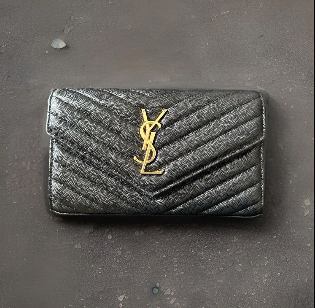YSL Saint Laurent Gold Chain Purse Black Women Crossbody Bag