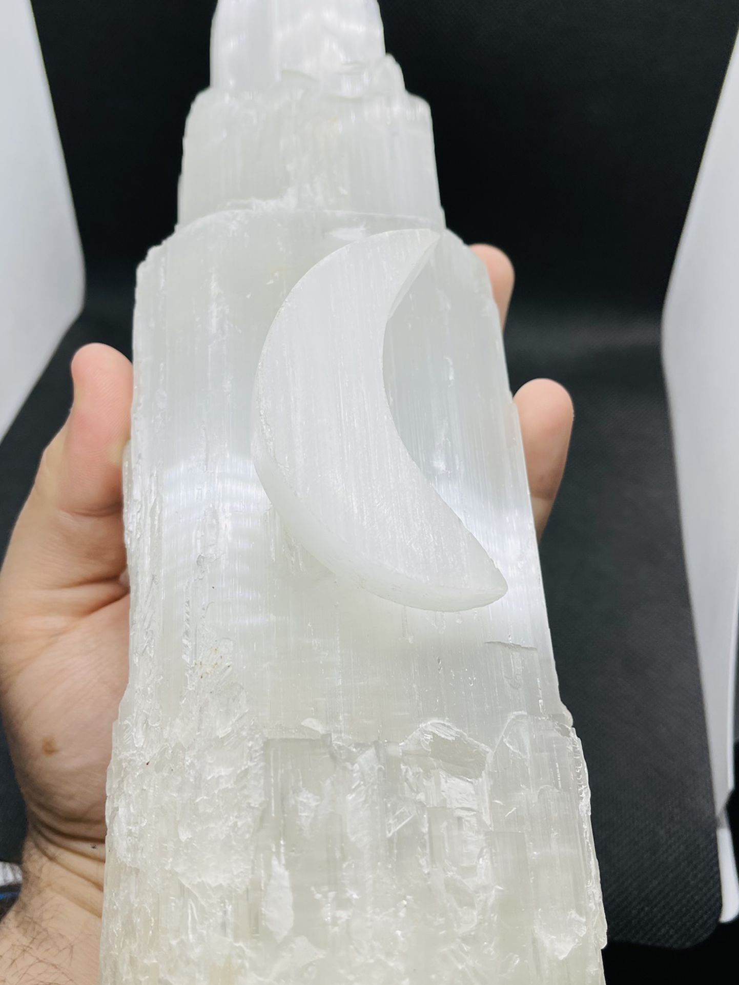 Selenite Moon Crystal. Large .