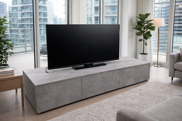 Contemporary Concrete-Style Media Console — 60” Low Profile TV Stand