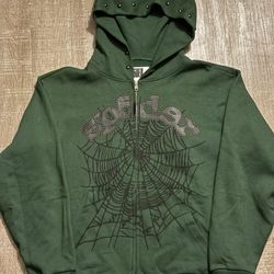 Sp5der OG Web Studded Zip Hoodie