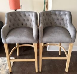 Velvet upholstered 26”H Bar Stools , 2p-cs