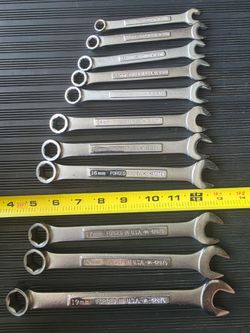 Vintage Craftsman USA Metric Combination Wrench Set 11pc Full Run (9mm - 19mm) $75