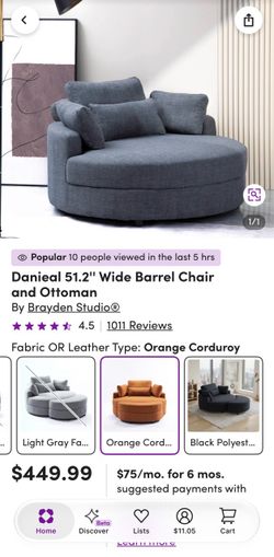 Brayden Studio® Dashton 51.2'' Wide Barrel Chair and Ottoman