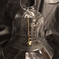 Vintage KROSNO Crystal Bell Etched Sailboat