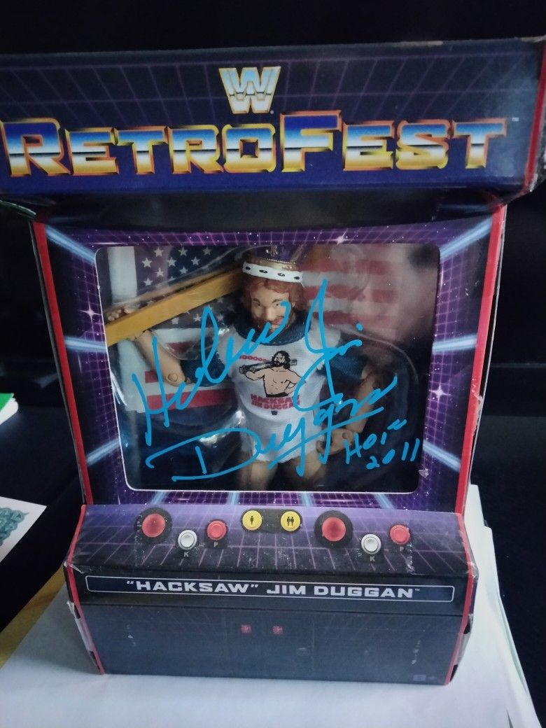 Autographed Hacksaw Jim Duggan Figure