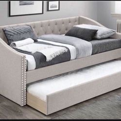 Brand New In Box Day Bed W/ Slats + Trundle  And 2 Mattresses. Pick Up  In Long Beach
