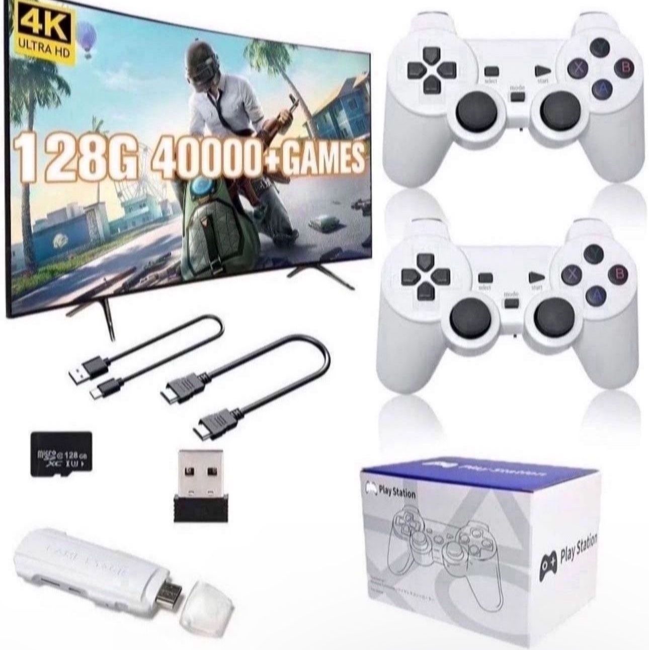 Wireless Retro Game Console Stick 4K，Retro Game Stick with Built-in 50 Emulators, 40,000 Games, 4k Output & 2.4GHz Wireless Controller, Retro Game Emu