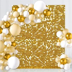 Gold Backdrop Shimmer Wall Panels 6ftx4ft Sequin Birthday Party Backdrop Decor for Bridal Shower Bachelorette Party Supplies
