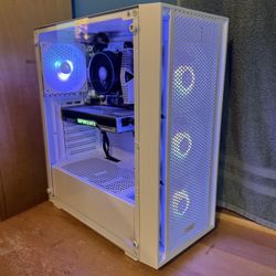 White RGB Gaming PC - Windows 11 Pro, 1TB NVMe, Nvidia RTX, Computer