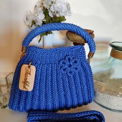 Women's Medium Size Handmade Purse. Crochet.  Handle And Shoulder Strap Included.