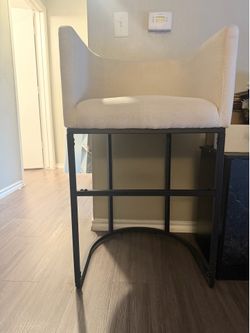 Modern Cream Upholstered Bar Stools (Set of 2) – Like New