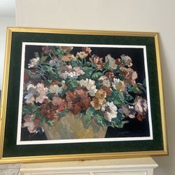 MCM Paper Poppies By Nancy Lund SIGNED Limited Edition FLORAL CHERUB Fine Art Framed Print w/ COA