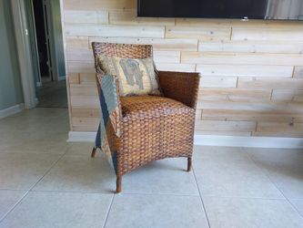 Adorable Rare Armchair Made Of Natural Straw.