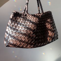 Brown Leather Woven Bag