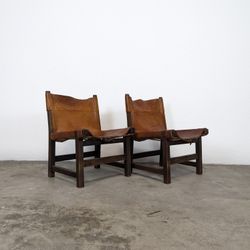 Vintage Mid Century Spanish Leather 'Riaza' Hunting Children's Chair designed by Paco Muñoz, c1960s 