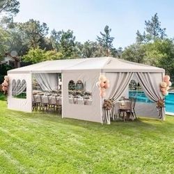 10 ft. x 30 ft. Outdoor White Party Tent with 7 Removable Sidewalls, Heavy Duty Canopy for Events $250 Brand New in box   Warehouse Clearance Sale   