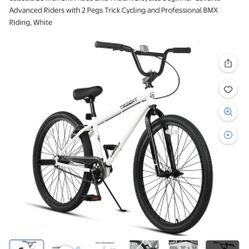 cubsala 26 Inch BMX Race Bike Trident Bicycles Beginner-Level to Advanced Riders with 2 Pegs Trick Cycling and Professional BMX Riding, White ［