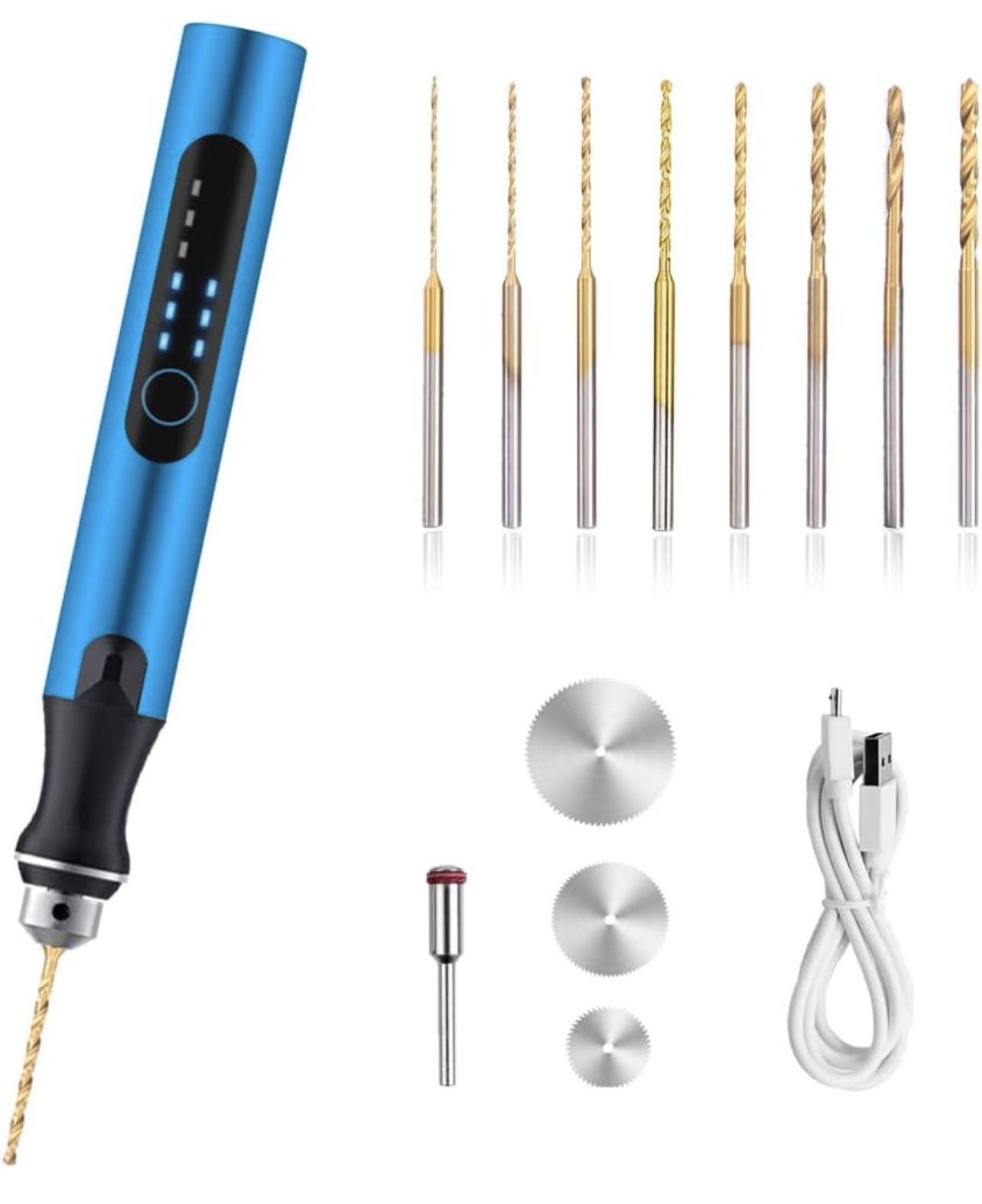 3-Speed Cordless Mini Drill Pen With 8 Small Drill Bits,Rechargeable Electric Hand Drill Pin Vise,Micro Drill Set For Jewelry Making,Resin,Plastic,Woo