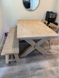 Pottery Barn Toscana Dining Table, Bench & 2 Shay Chairs Set