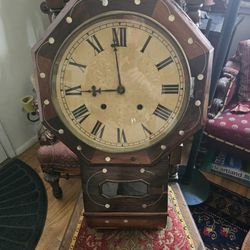 Antique Anglo American Victorian Drop Dial Wall Clock ! English Rosewood Veneer Case! Circa 1890's! 