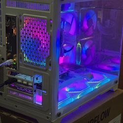 White RGB Gaming PC – Ryzen 5 5600X + 16GB RAM – GPU Options Available