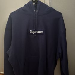 Supreme Box Logo Hoodie Washed Navy (FW21)