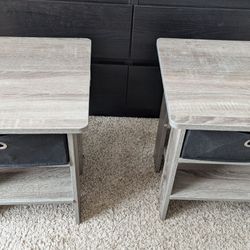 Grey Wood End / Bedside Tables 
