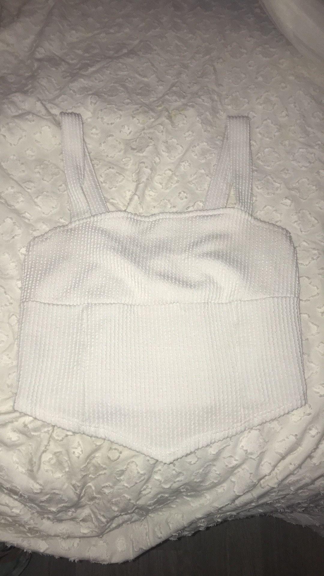 White Textured Crop Top, Size S.