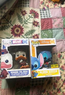 funko pop figure aloha stitch and howard the duck