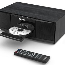 Vintage Bluetooth Stereo System for Home, THINKYA 36W RMS Micro HiFi Systems CD Player Dual 3” Bass