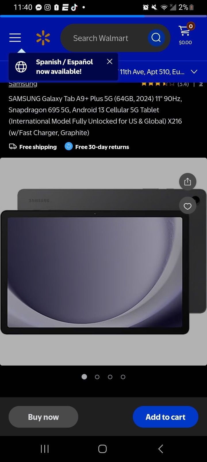 Samsung Galaxy A9+56 Tablet 64 Gb