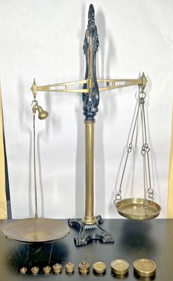 Antique Victorian 19th Century W. & T. Avery Balance Beam Scale w/ Weights 31"