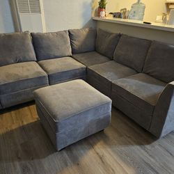 Grey Sectional Modular Couch 