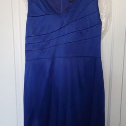 Tahari Size 12 P Royal Blue Satin Dress