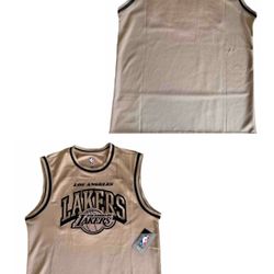 Los Angeles Lakers Embroidered Gold Tan Jersey Mens Small-XL New