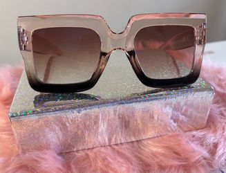 Square Sunglasses Clear Pink/ Black Sunglasses