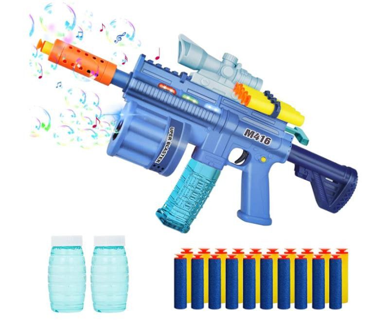 3 in 1 Toy Gun for Nerf Gun Bullets, Music and Light Blaster Gun with 20 Foam Darts M416 Bubble Machine Gun
