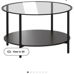 VITTSJÖ Coffee table, black-brown/glass