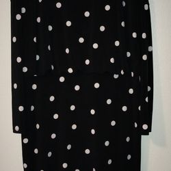 Ann Taylor Factory Black & White Polka Dots Long Sleeve Dress