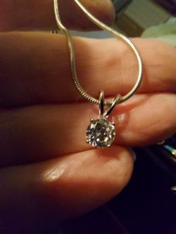 Gorgeous Dainty 1 Karat CZ Pendant. NE W.  On 16" Snake Chain
