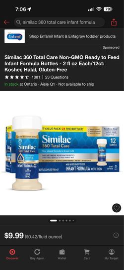 Similac 12 pack and a opened Similac pack unused.