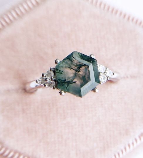 Moss Agate Ring S925 Sz 7 Or 9