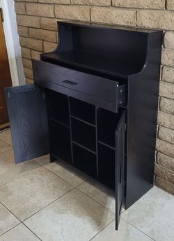 Black  Storage Cabinet with Doors and Drawers, Kitchen Storage Cabinet